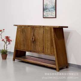 侘寂风边柜老木装饰柜实木餐边柜中古民宿会所矮柜玄关柜家用厂家