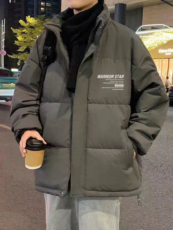 American-style hiphop cotton-padded jacket men's winter new fashion brand stand collar warm jacket cotton-padded jacket high street coat men's clothing