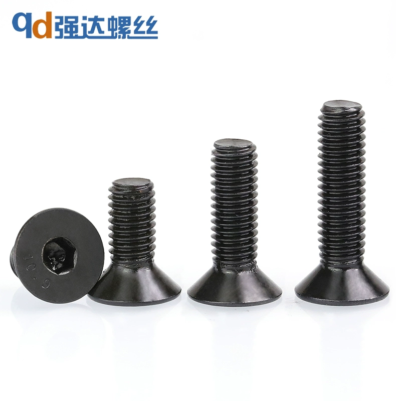 Британские и американские винты с потайной головкой и шестигранной головкой класса 10,9, винты с плоской головкой, винты с потайной головкой и плоской головкой, черные