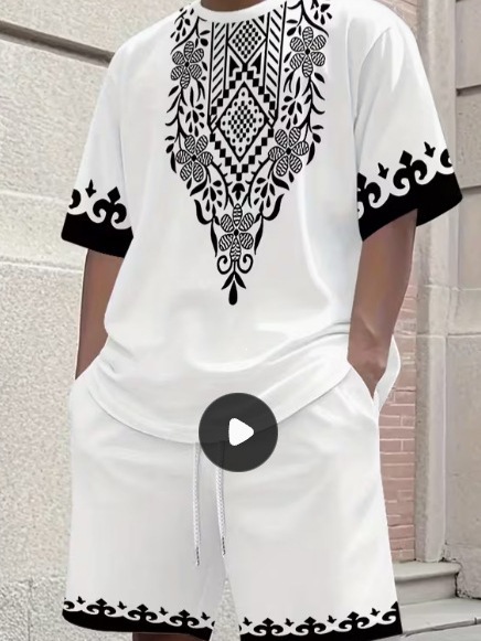 Men's Clothing Men's Casual Summer Set Breathable Cotton T-Shirt And Shorts Two-Piece Outfit_viptrois.com