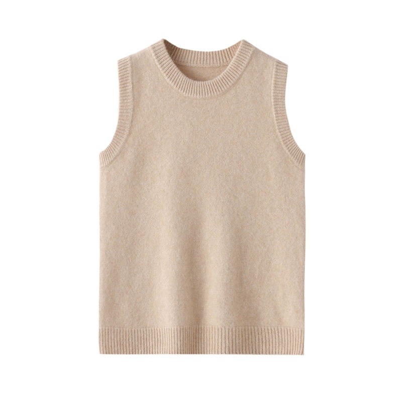 Children's knitted vest for men and women with a round collar