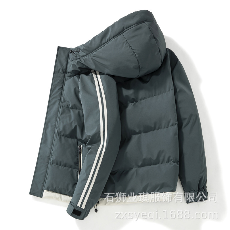 Chaqueta Acolchada con Capucha para Hombre de Poliéster Térmica y Cortavientos para Invierno image 6