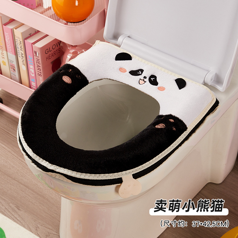 Cojín de inodoro de felpa de dibujos animados Cute Panda Home Cojín de inodoro impermeable Cojín de inodoro universal Four Seasons