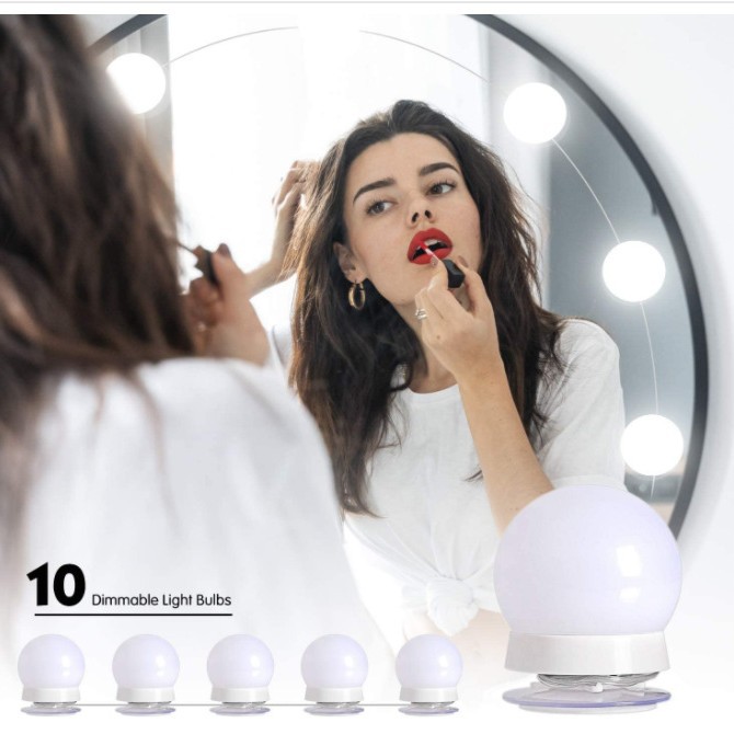 Espejo transfronterizo faro LED maquillaje luz giratoria bobinado atenuación color mezcla maquillaje espejo relleno luz aparador 10 bombillas