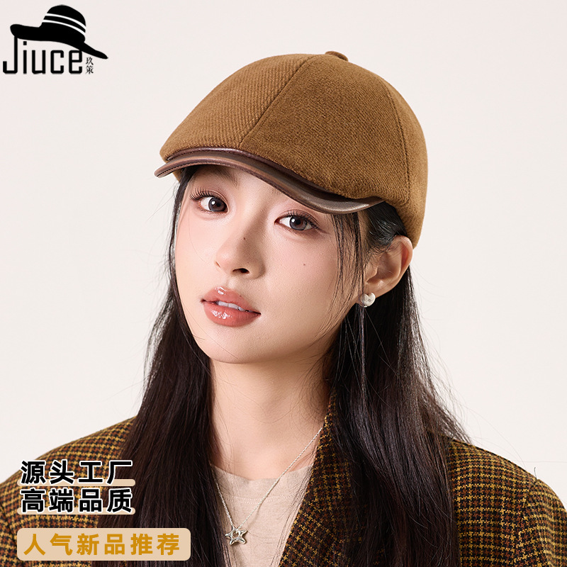 复古时尚前进帽女秋冬季日系文艺贝雷帽韩版百搭显脸小鸭舌帽子潮|undefined