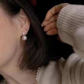 艾祺燕18k淡水珍珠一款两戴耳钉7-10mm正圆强光无瑕耳饰一件代发