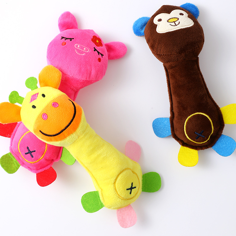 Juguetes para mascotas un gran número de en stock al por mayor pipitao juguetes para perros de peluche sonido sonriente cara de dibujos animados animal perro Juguetes