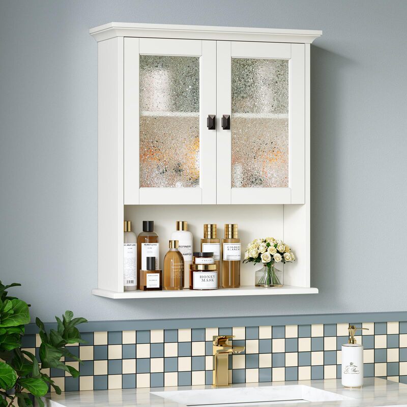 Modern Bathroom Cabinet Double Door White Bathroom Sink Toilet Top Rack Medicine Cabinet Restroom Glass Door Modern Bathroom Cabinet Double Door White Bathroom Sink Toilet Top Rack Medicine Cabinet Restroom Glass Door