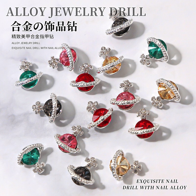 Cross-Border Popular Western Empress Planet Nail Art Alloy Accessories Shiny Multi-Color Light Luxury Diamond-Encrusted Saturn Nail Stickers Crystal Cross-Border Popular Western Empress Planet Nail Art Alloy Accessories Shiny Multi-Color Light Luxury Diamond-Encrusted Saturn Nail Stickers Crystal