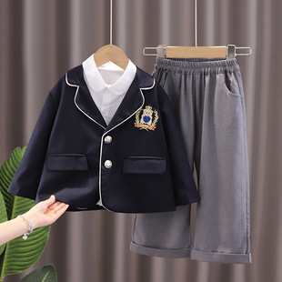 Foreign Trade Children's Wear Factory Girls' Knitted 2024 New School Uniform for Primary School Students New Kindergarten Garden Uniform Suit Class Uniform