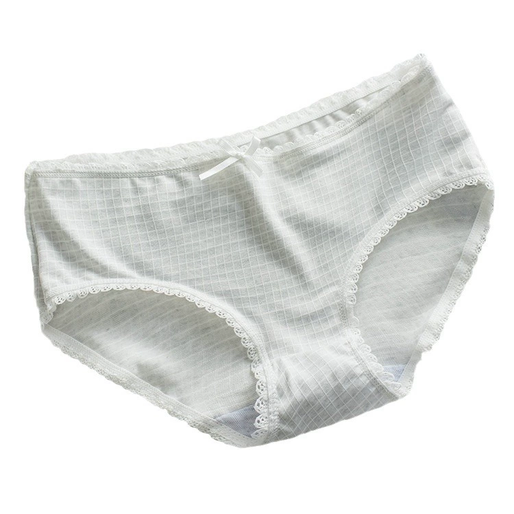 Japanese comfortable breathable pants, underwear with bow, mid rise