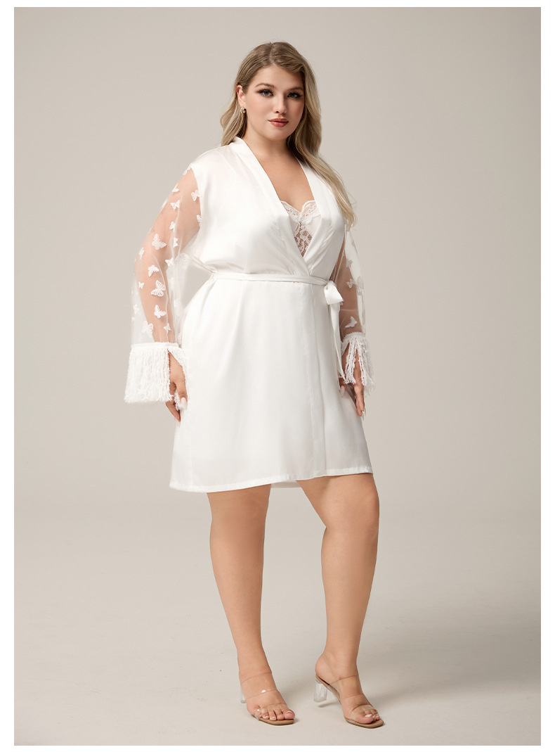 GraceChic GraceChic European And American Foreign Trade Plus Size Satin Lace Sexy Short Nightgown Women's Homewear Comfortable Sleepwear_voghion.com