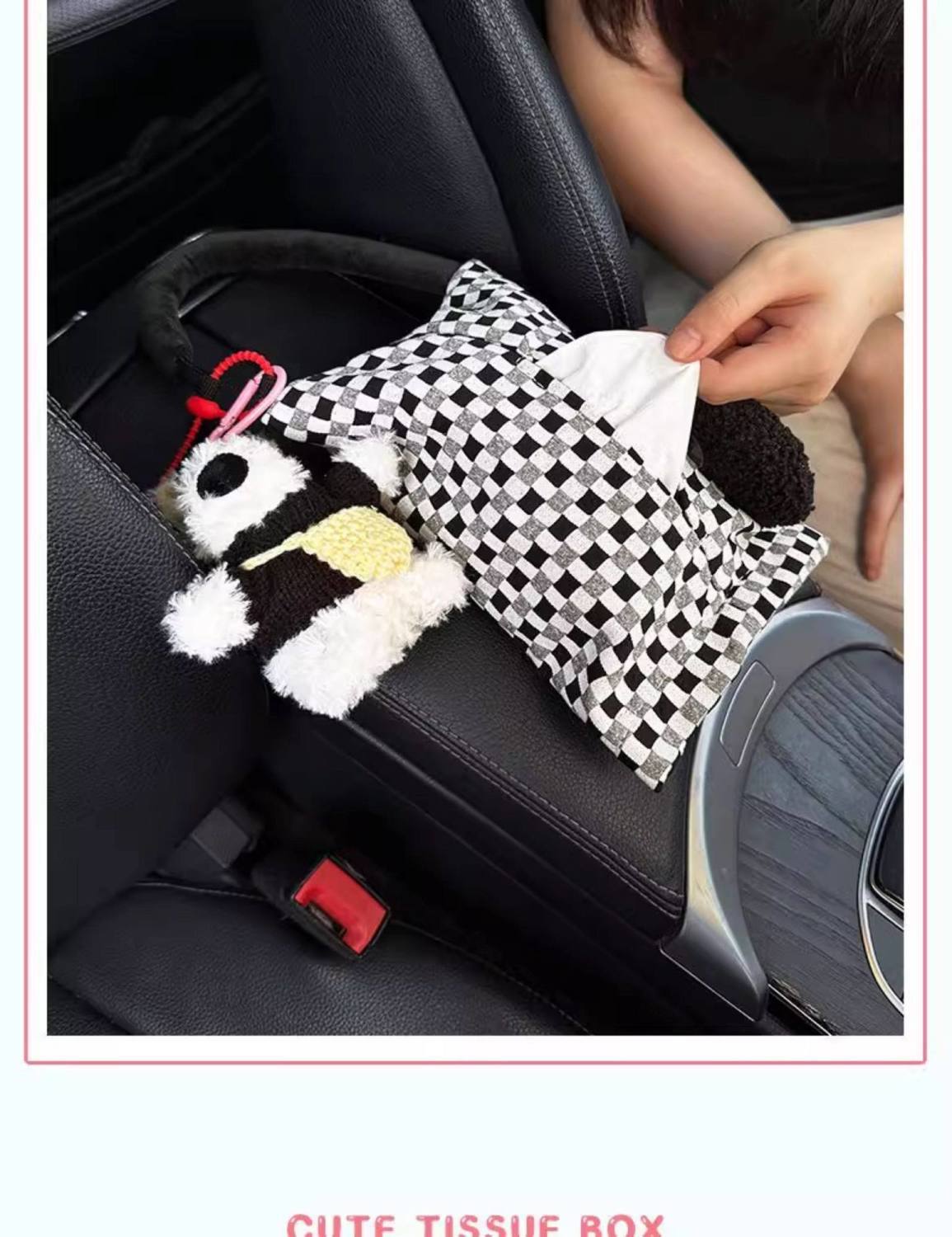 Car Tissue Box, In-Car Tissue Hanging Bag, 2025 New Model, High-End Car Tissue Holder, Beautiful and Cute Doll