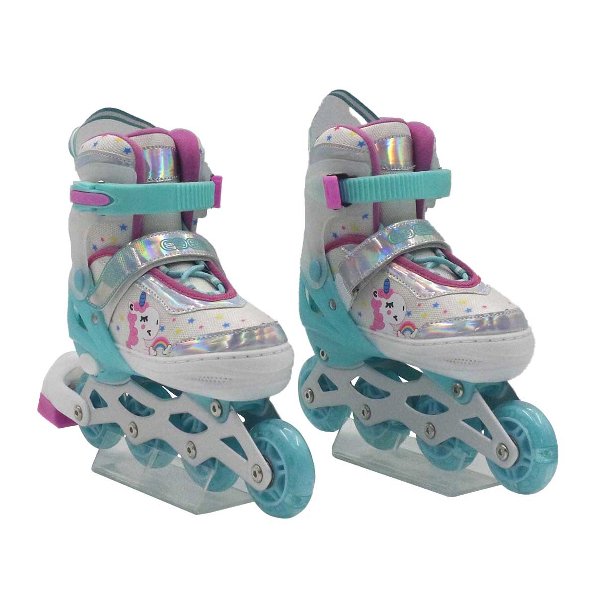 Cartoon Pony Pony Skates Men's and Women's Children's Flash Single Row Skates Beginner Adjustable Roller Skates