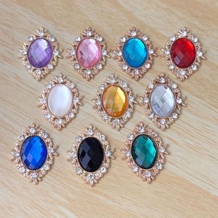 New Diamond oval gem alloy flower plate diamond buckle shoes and clothing bag bridal hair accessories headdress diy handmade accessories