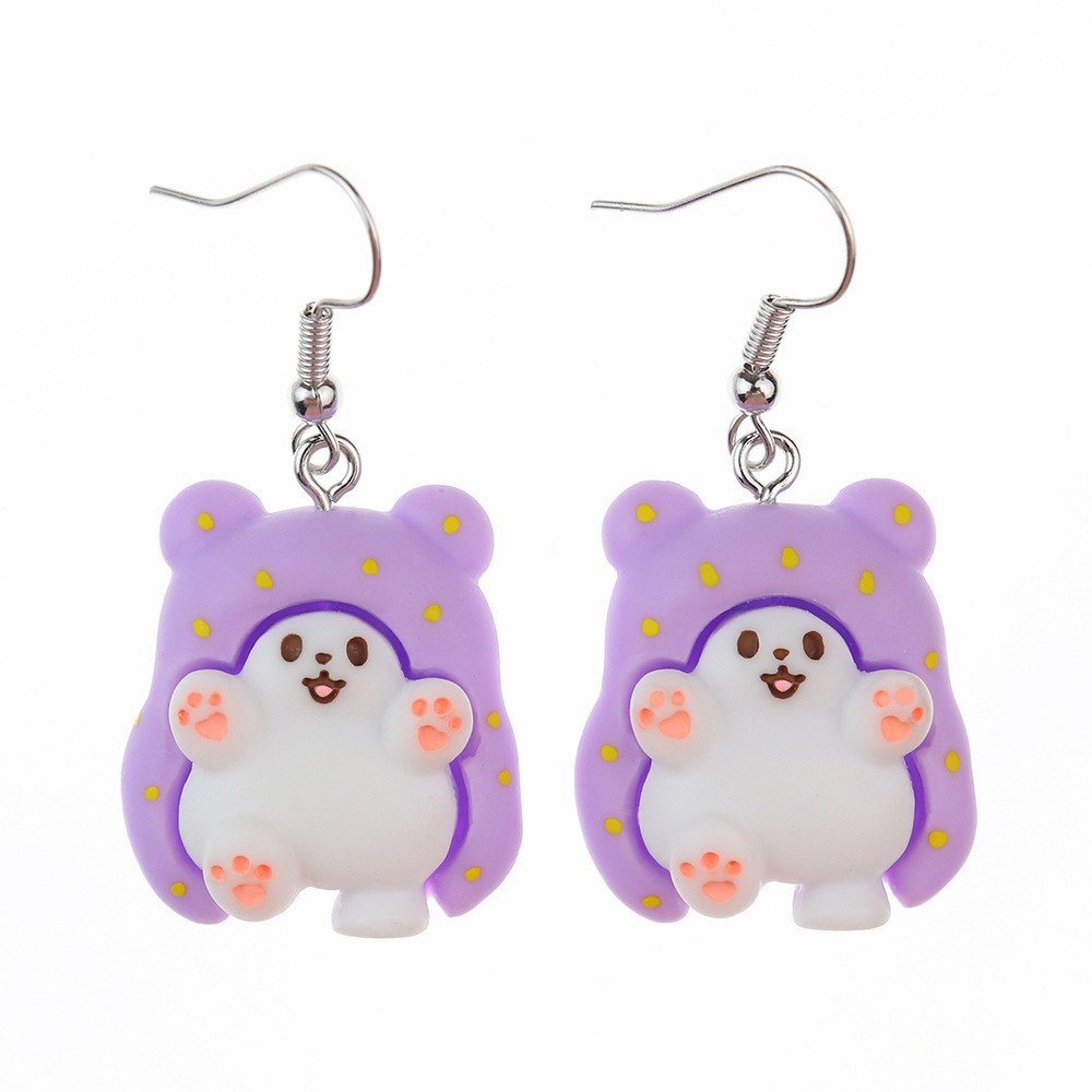 1 Pair Lady Sweet Cartoon Plastic Resin Drop Earrings display picture 3