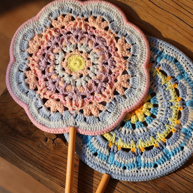 织织围织织股精梳棉毛线团扇子手工DIY 编织手作玫瑰毯子花束钩玩