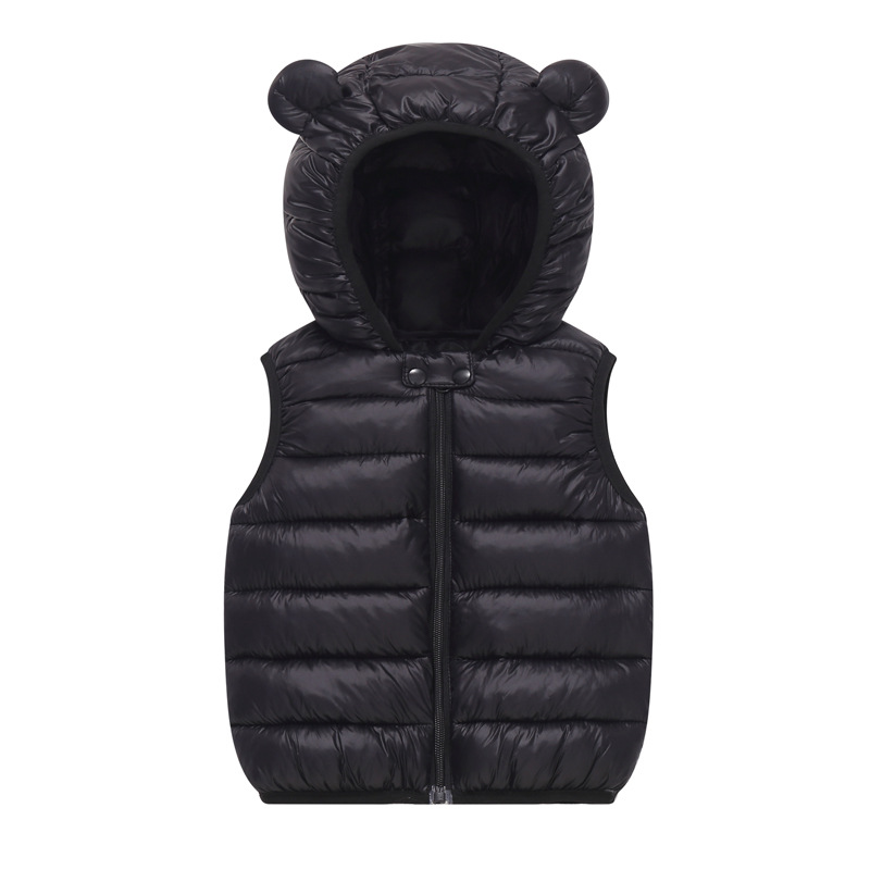 Ropa para niños 2025 nuevo estilo de dibujos animados de algodón con capucha chaleco estampado color caramelo abrigo de bebé ligero para niños