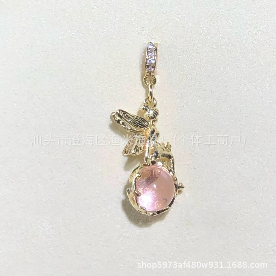 14K Gold-Plated Crystal DIY Accessories Fairy Goddess Pendant Spacer Beads Chain Bracelet Necklace with Chinese Style Jewelry Beads