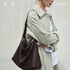 裘真植鞣真皮自在hobo包复古小众百搭单肩斜挎包大容量通勤包包女