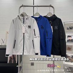 跨境批发2025春秋新款洋基队NY字母连帽冲锋衣外套夹克男女情侣款