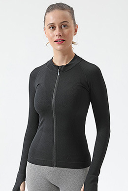 knitted long-sleeved with zipper yoga fitness top nihaostyles wholesale clothing NSOUX85032