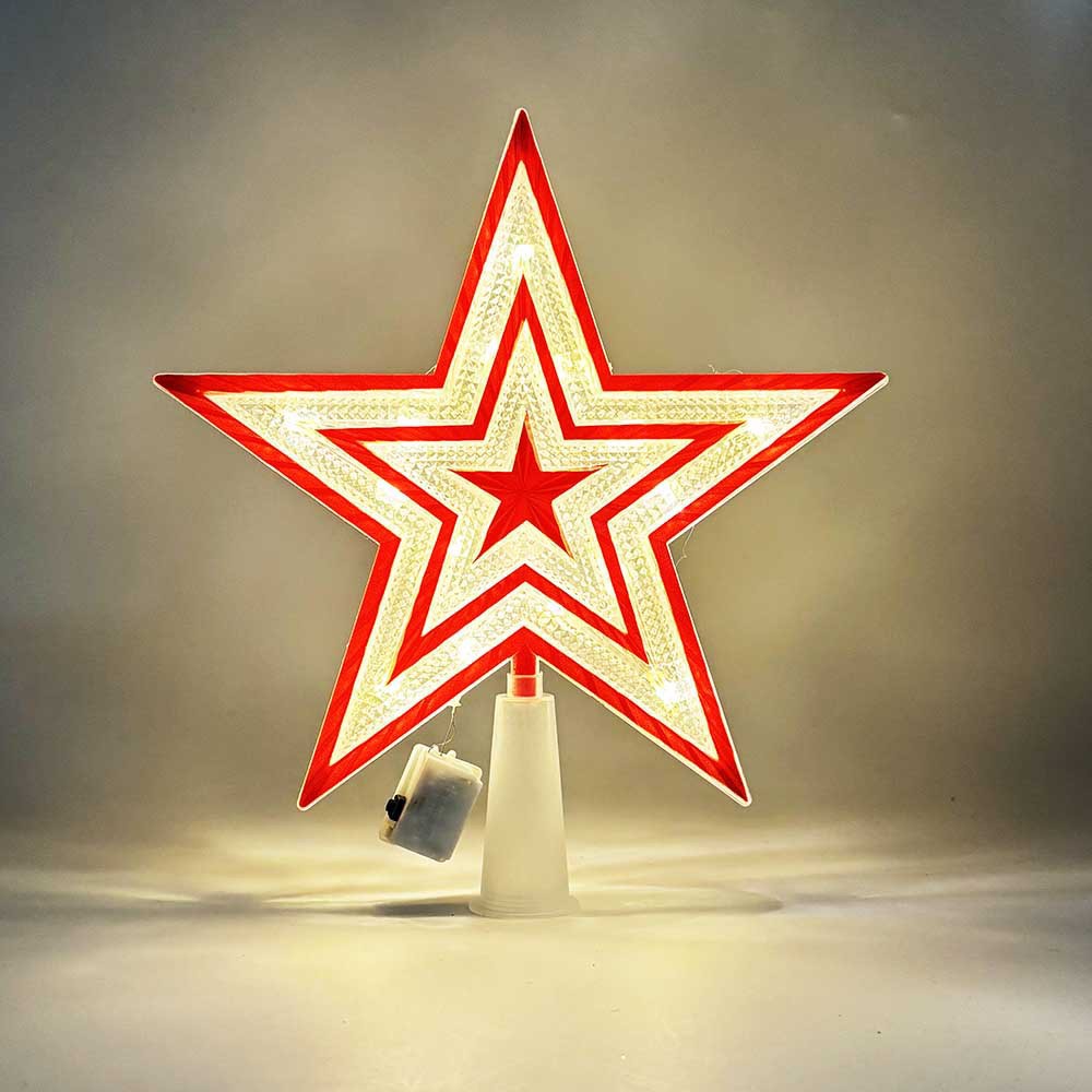 Nuevo árbol de Navidad LED decoración de estrella de luz transparente caja de baterías de color cálido cable de cobre con lámpara de estrella pentagonal transfronteriza