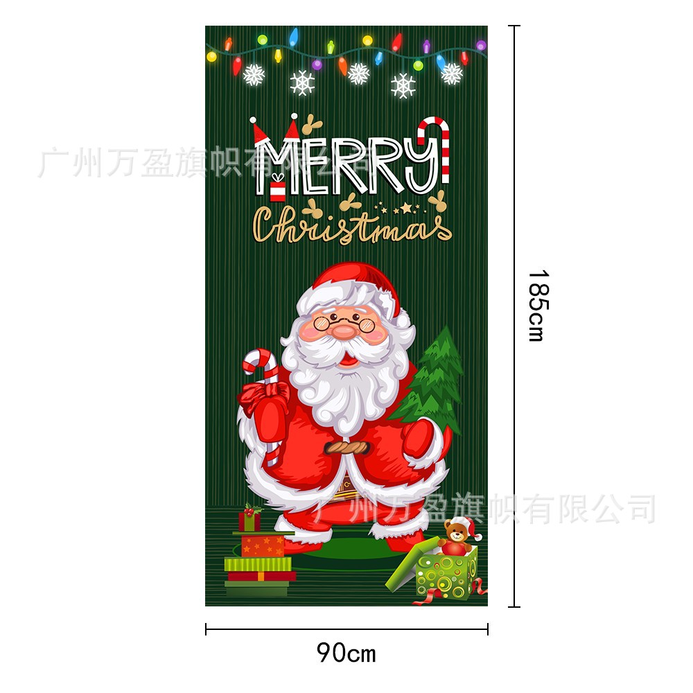 2025 nuevos productos de navidad cortina de bandera Santa Claus para ver la hoja de regalo decoración de tela colgante Bandera de bienvenida de Navidad