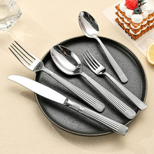 工厂直销304不锈钢高档罗马纹餐具锻打工艺餐厅酒店套装刀叉勺