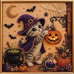 ��Ʒ Halloween Cat Pearl Bead Painting Kit �f�}��؈���ʯ��