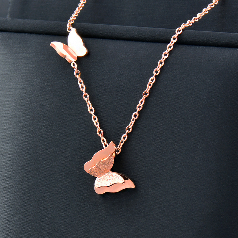 Simple Style Butterfly Titanium Steel Plating Pendant Necklace 1 Piece