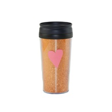 跨境直供双层塑料咖啡杯亮片杯子16OZ隔热便携水杯隔热杯定制ＬＯＧＯ