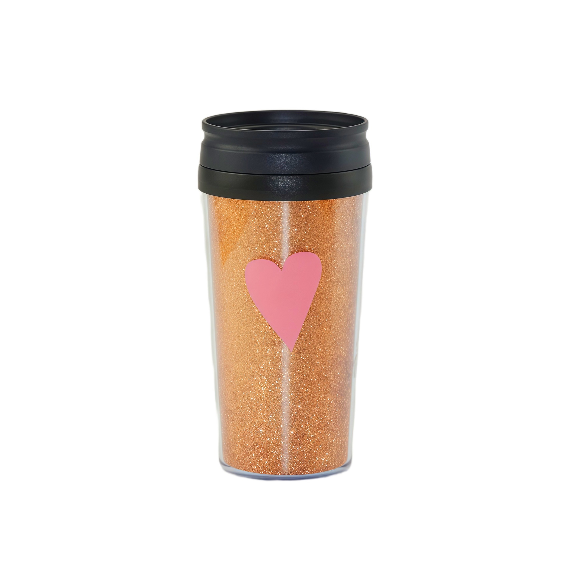 跨境直供双层塑料咖啡杯亮片杯子16OZ隔热便携水杯隔热杯定制ＬＯＧＯ