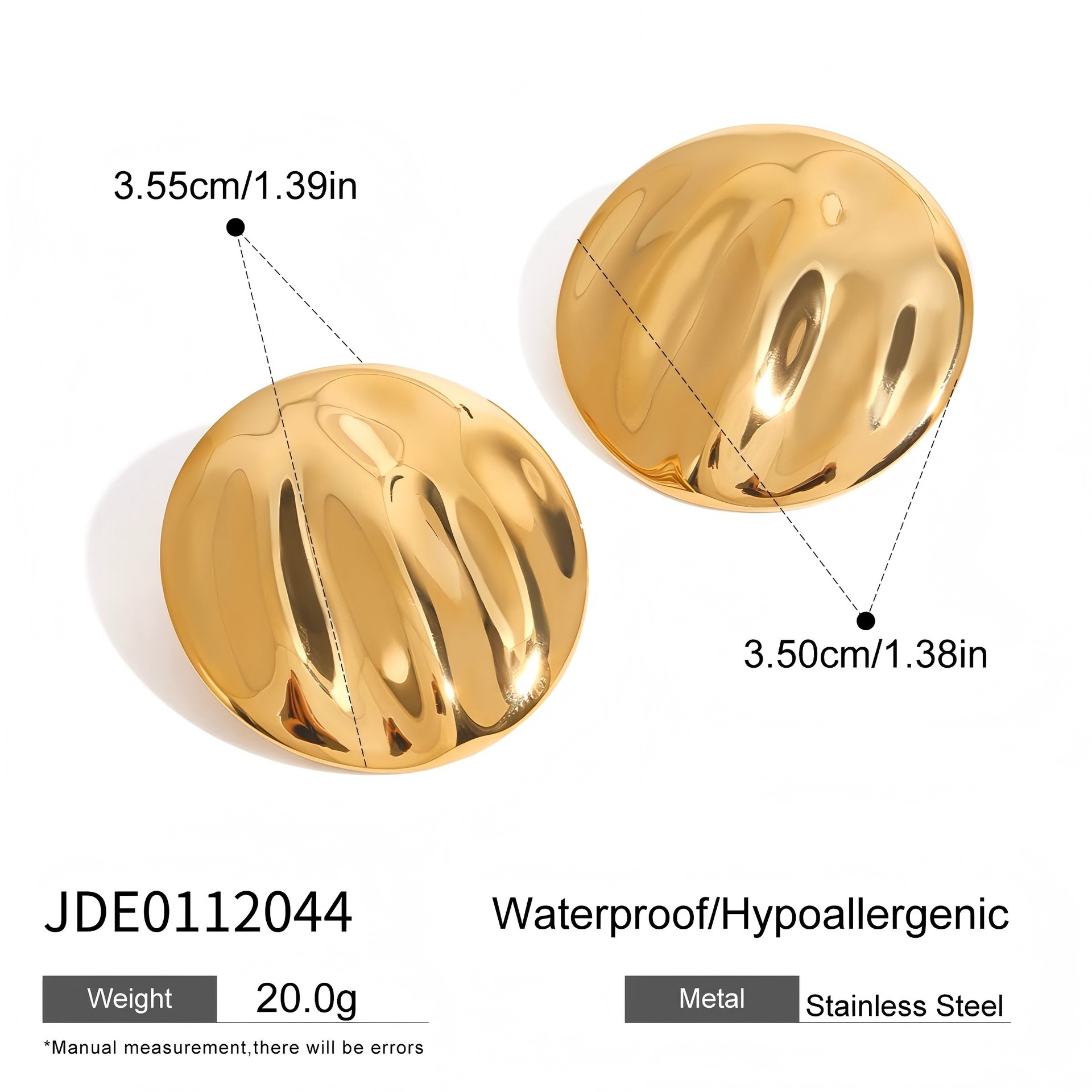 Stud Steel Color Stainless Steel Round Wave Earrings