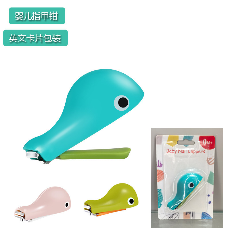 Inglés Tarjeta de bebé cortaúñas de dibujos animados de delfín cortaúñas anti-Carne de seguridad cortaúñas
