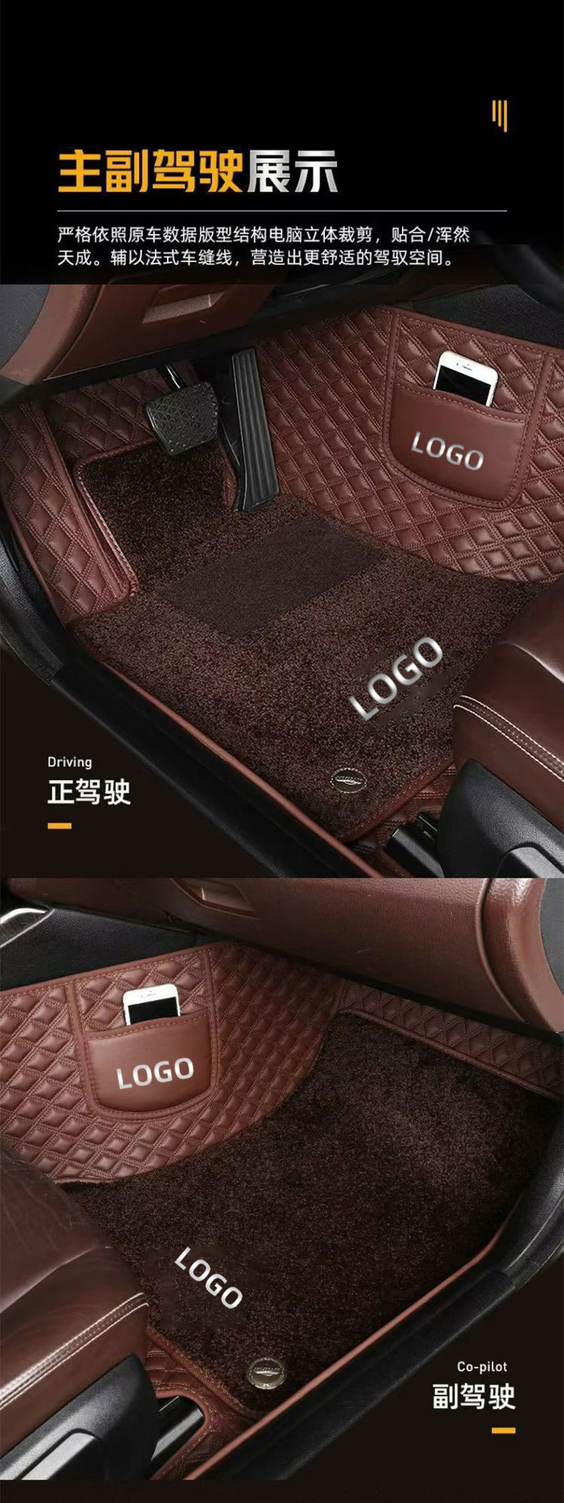 For Mercedes-Benz E300L C260L C200L GLC300L GLC260L GLE car mat LOGO