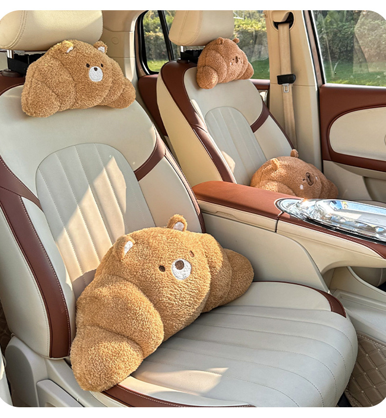 Blue Rain New Product Car Headrest Neck Pillow Creative Plush Car Seat Cushion Waist Pillow Cute Car Lumbar Support
