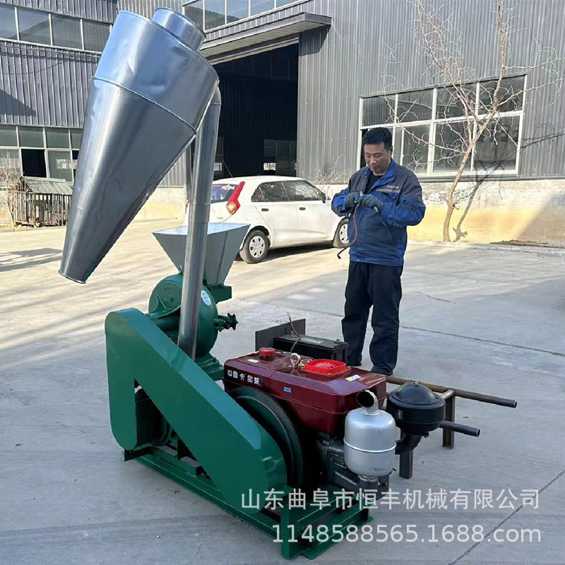 柴电两用鱼饲料齿盘粉碎机 无尘自吸式粮食磨面机 养殖饲料打粉机