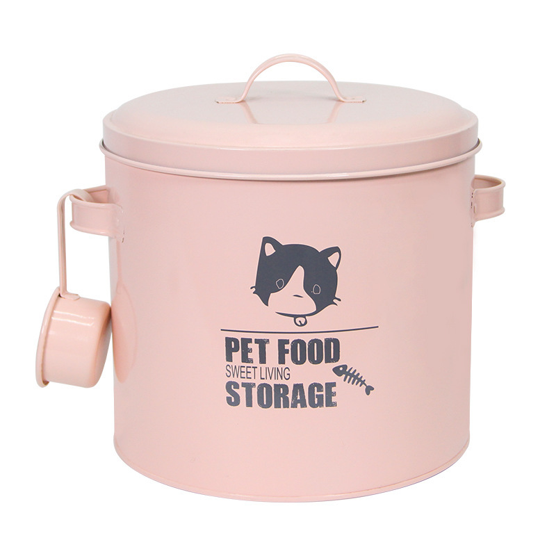 Cross-Border Special Pet Food Storage Bucket Galvanized Iron Bamboo Lid Sealed Cat and Dog Food Can Cat and Dog Food Bucket Cross-Border Special Pet Food Storage Bucket Galvanized Iron Bamboo Lid Sealed Cat and Dog Food Can Cat and Dog Food Bucket