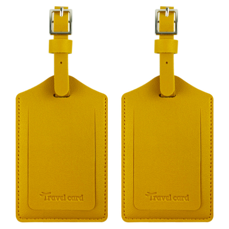 in stock cross-border multi-color fixed LOGO leather boarding pass car stitching pu leather travel luggage tag luggage tag
