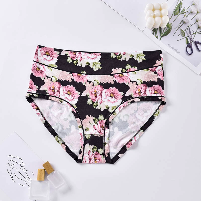 Soft Floral-Print Plus-Size штаны для России, дышащие и безопасные для кожи, антибактериальные