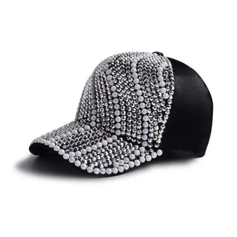 Gorra de béisbol con diamantes de imitación para mujer, estilo coreano de primavera y otoño, moda urbana, versátil, sombrero para el sol, perla de lujo ligero