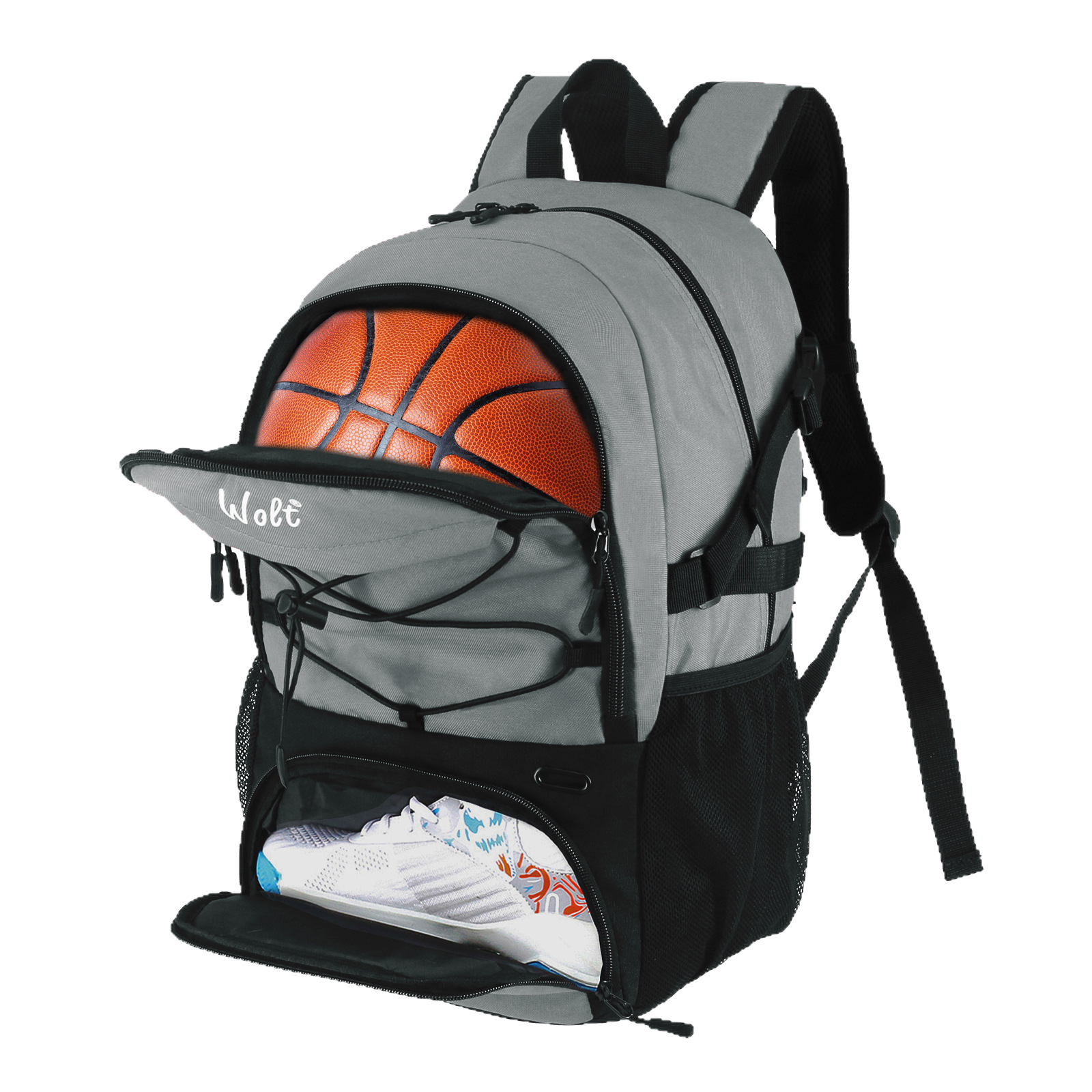 Bolsa de baloncesto transfronteriza Wolt, mochila de fútbol, mochila deportiva para hombres, mujeres y niños, bolsa de entrenamiento que puede contener una pelota de baloncesto de tamaño 7.