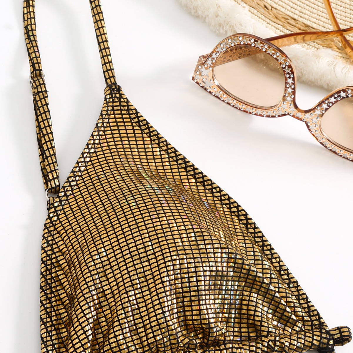Maillot de bain bikini sexy pour femme, dos nu, bretelles ajourées, style déesse, deux pièces_voghion.com