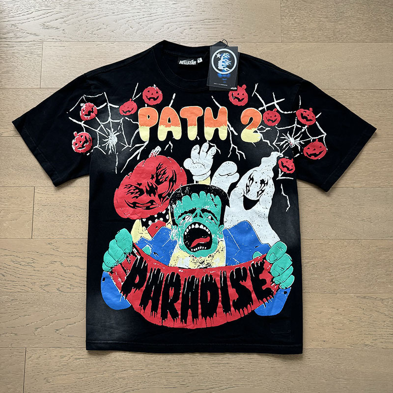 新型美潮Hの星シリーズプリント双紗純綿カジュアル男女夏カジュアルゆったり半袖tシャツ|undefined