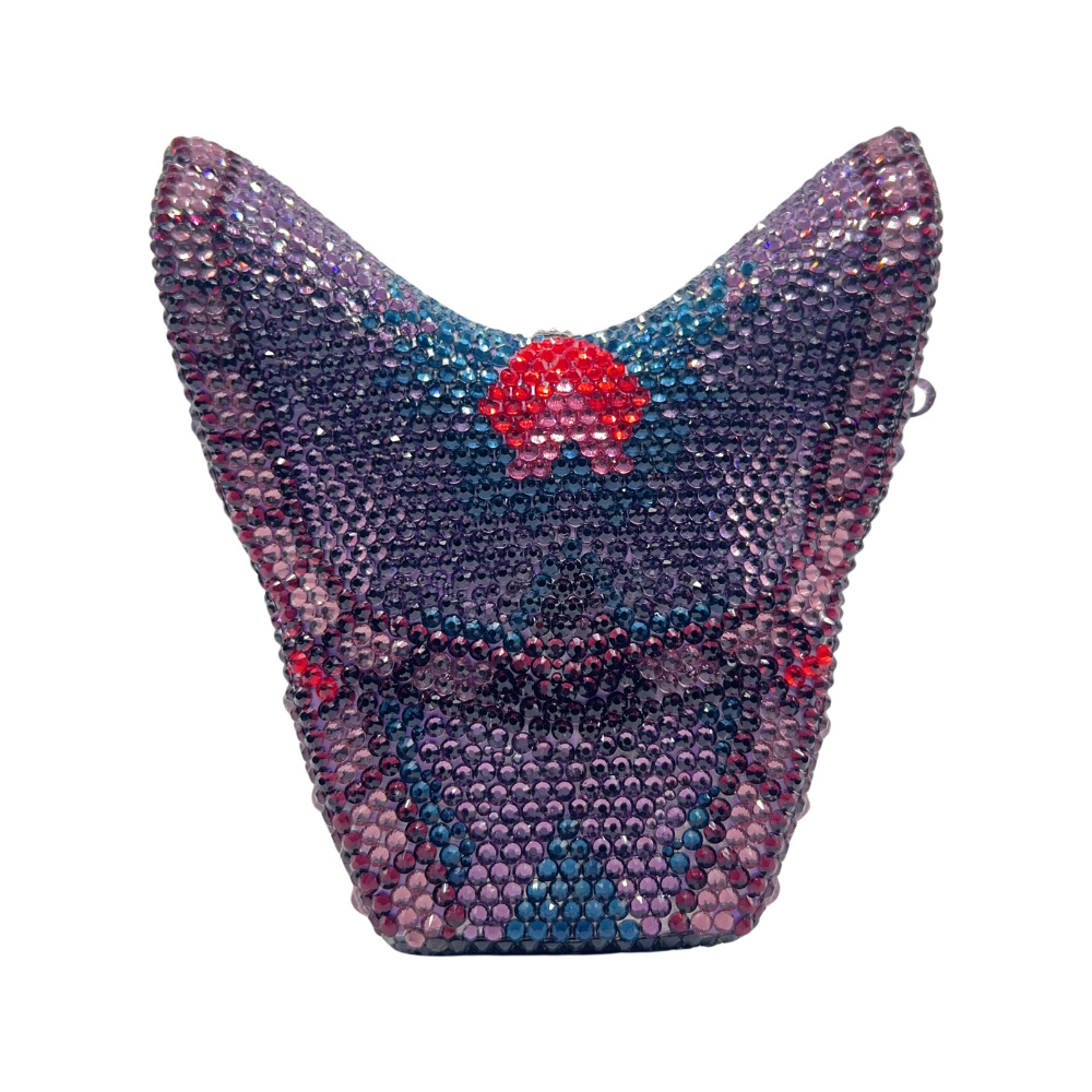 Túi clutch nữ đính pha lê hình bướm dạ hội — Hồng đỏ, Màu đen, Màu xanh lam, Màu tím chi tiết 8