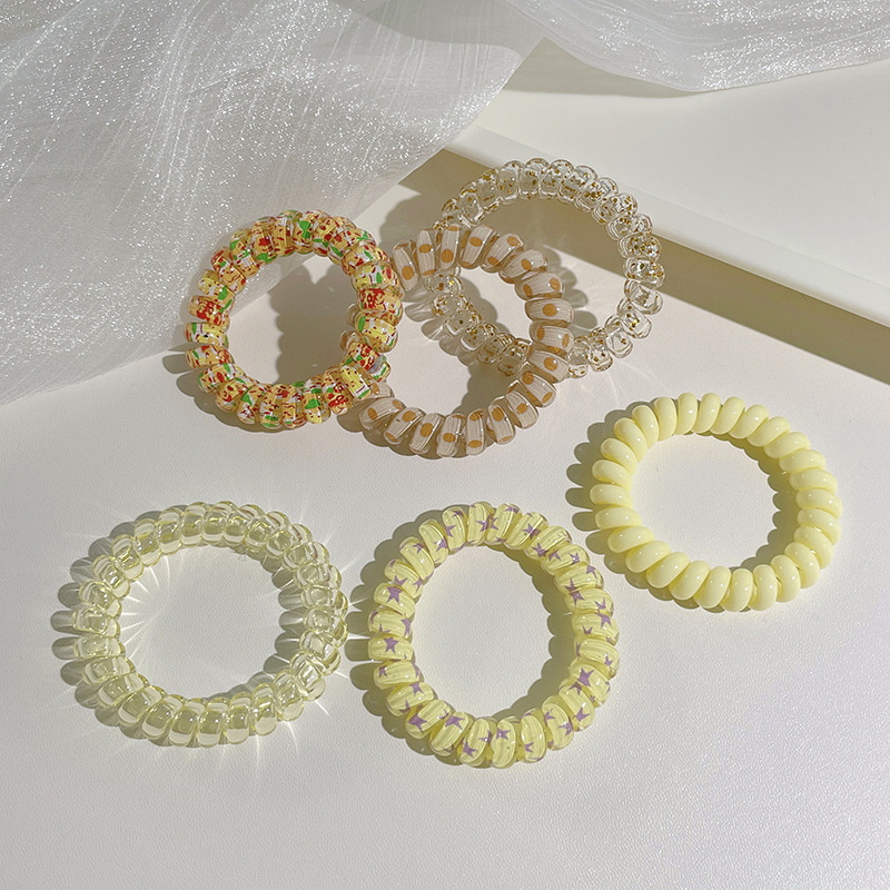 Dolce color cable telefónico cabello anillo de cabello cuerda de cabello mujer simple sin marcas cuerda de cabello no daña el cabello banda de goma cubierta de cabello