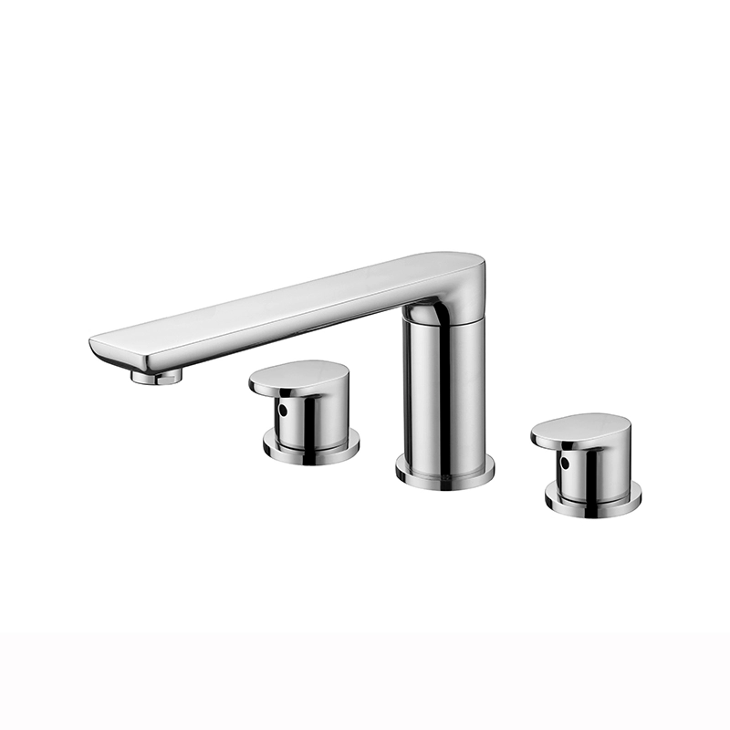 8V Kestu full copper gun gray bath tank edge embedded hot and cold split shower
