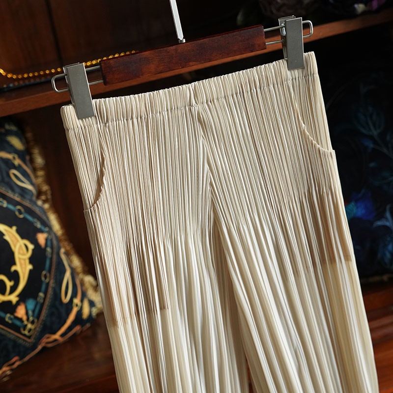 Quần culottes nữ ống rộng xếp ly dáng Harem, cạp cao su, phong cách Hàn Quốc — Màu xanh nước hồ, Màu xanh lục đậm, Màu xanh đậm, Màu xám chi tiết 8