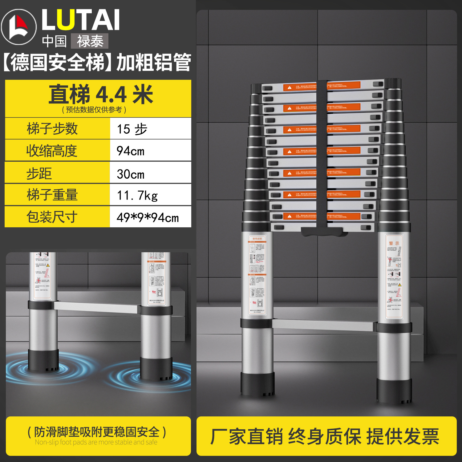(독일 표준 + 두꺼워짐) 독일로 수출되는 4.4M 직선 사다리 엔지니어링 모델 - 직선 사다리